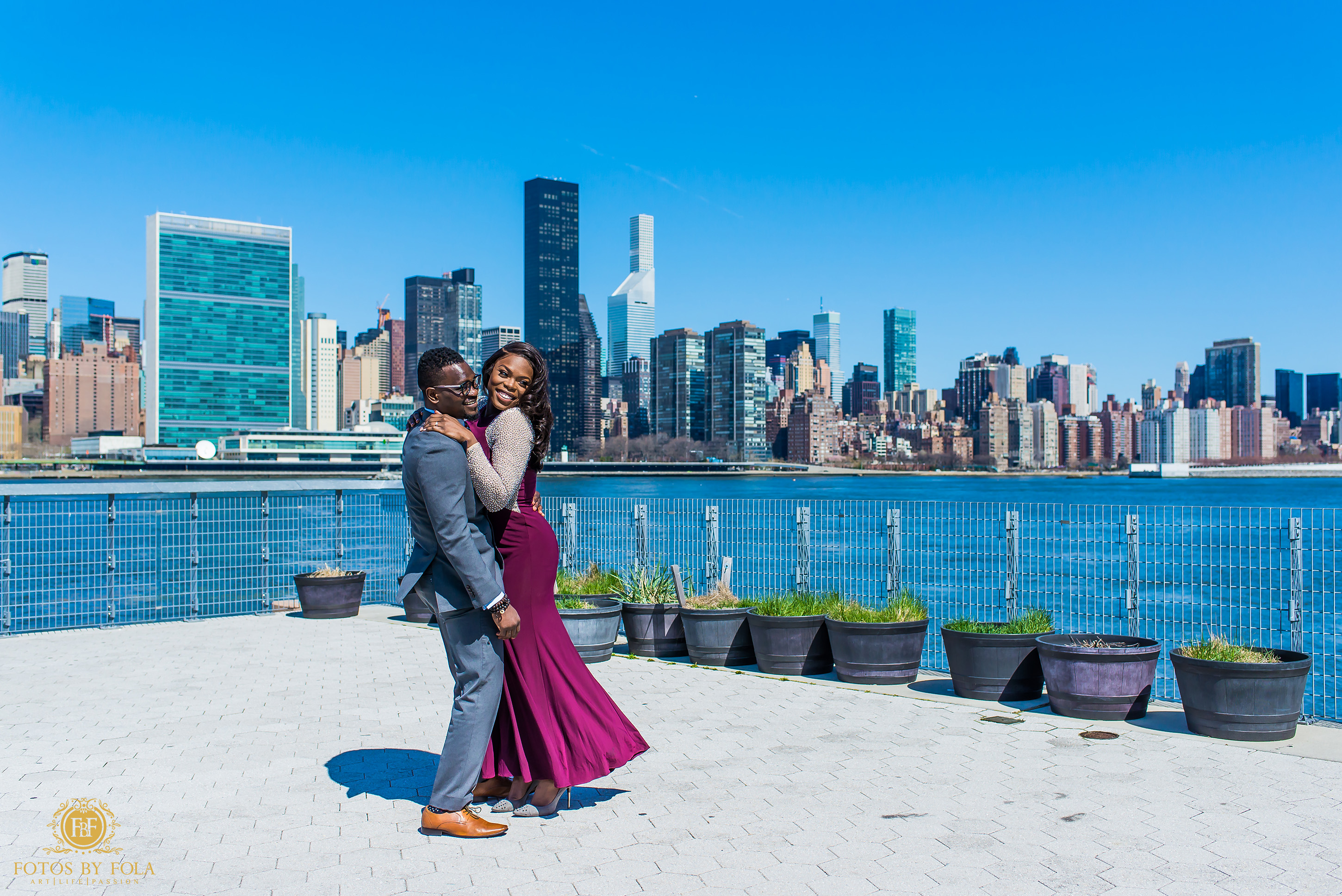 Fotos by Fola | New York City Engagement Shoot | Gantry Plaza Park | Manhattan | Brooklyn | Dumbo New York | New York Wedding Photographer